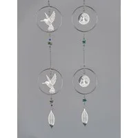 formano Dekohänger 2er Set Fensterdeko Hänger Edelstahl Kreis Hängedeko mit Vogel & Baum (2-er Set)