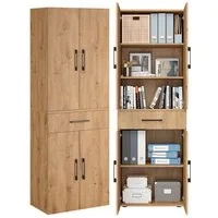Bellamio Mehrzweckschrank Apol (Eichenoptik) Aktenschrank mit 6 Fächern, inkl. 1 Schublade, robust & kratzfest