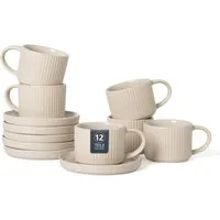 OTTO home Espressotasse Ylvii, 12er Set, bestehend aus 6 Tassen + 6 Untertassen, 12-tlg., Steinzeug, für 6 Personen, spülmaschinenfest und mikrowellengeeignet, 90 ml