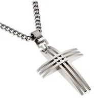 Zeeme Lange Kette Edelstahl mit Kreuz-Anhänger 70cm lang