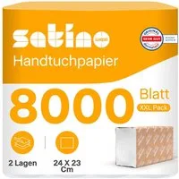 Satino Papierhandtuch 2-lagig - 4.000 Papierhandtücher - ZZ-Falz - 24 x 23 cm (8000-St)