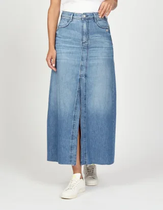 GANG Damen Röcke 94NIC LONGSKIRT - wide fit soft denim vint