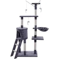 ESTEXO Kratzbaum Katzenbaum Katzenkratzbaum 138 cm XXL Kletterbaum Spielbaum Hellgra