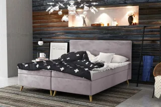 Boxspringbett Schlafzimmerbett Sileno 160x220cm in Stoff Riviera Flieder