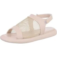 Ital-Design Modische Damen Sandalen mit Mesh-Oberfläche für den Sommer Riemchensandalette (89852455) Flach Riemchensandalen in Beige