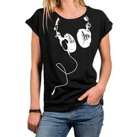 MAKAYA Oversize-Shirt Damen Top mit Print - Kopfhörer Aufdruck Basic Sommer Tunika Frauen (Oberteile, Baumwolle) Große Größen
