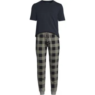 Pyjama-Set aus Baumwoll-Jersey, Herren,  Grau, Baumwoll-Mischung, by Lands' End
