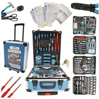 Bituxx Werkzeugtrolley Werkzeugkoffer 1200 tlg. (Komplett-Set, 1200 St., Trolley mit 4 bestückten Werkzeugeinlagen), mobil & praktisch: Rollkoffer mit Teleskopgriff und 4 Ebenen, MS-15421