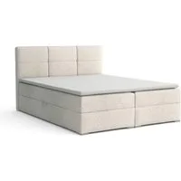 Deine Möbel 24 Boxspringbett SUSAN LUX Boxbett Polsterbett Matratzen H3 oder H4 (Farbe: Ecru, Creme, Beige, Grau, Dunkelgrau, Schwarz, 1-St., 140x200 160x200 180x200 200x200), inkl. Bettkasten, Topper und 2 Matratzen, Bouclé-Stoff