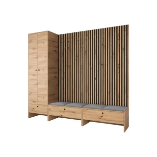 Mirjan24 Garderobe, Grau, Holzwerkstoff, 4-Sitzer, 230x206x44 cm, Garderobe, Garderoben-Sets & Serien, Garderoben-Sets