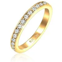 Elli Fingerring Memoire Glas Kristalle Weiß 925 Silber vergoldet