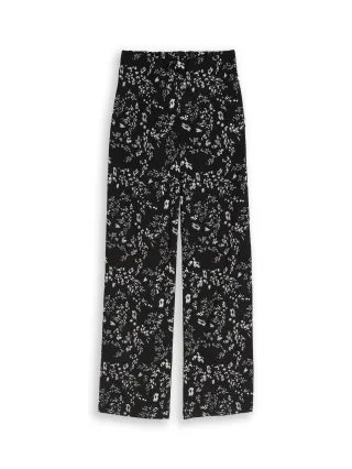 Denim Tom Tailor - Crinkle Wide Leg Hose black white flower print - Gr. - M
