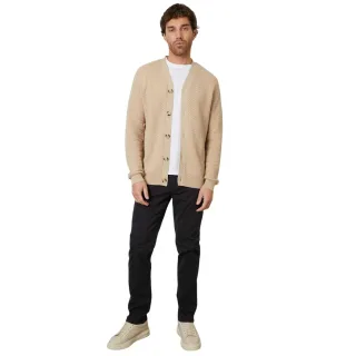 Threadbare - Strickjacke für Herren, Geknöpft, Texturierter Strick (Senffarben)