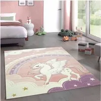 Carpetia Kinderteppich Verspieltes Motivdesign, rechteckig, Höhe: 13 mm, pflegeleicht, strapazierfähig, handgearbeiteter Konturenschnitt