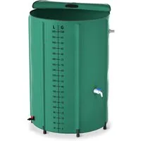 FIVMEN Regentonne Regenwassertonne faltbar Regenfass Wassertank Regenwassertank mit Hahn, 380 l, (200L / 380L / 500L / 750L), für Garten Balkon Regenfass mit Ablassventil und Überlaufschutz