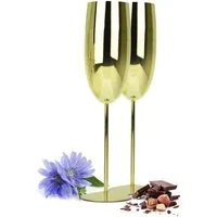 Sendez Sektglas 2 Sektgläser 270ml Gold Sektkelche Champagner Proseccoglas, 2-tlg., Edelstahl