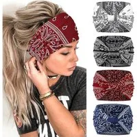 Zaewry Haargummi 6 Stück Sommer Stirnbänder Damen Boho Breite Haarband Yoga Stirnband, 4-tlg.