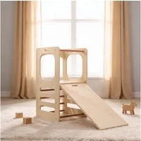 HOME DELUXE Stehhilfe Lernturm 3in1 NILO, Multifunktionaler Lernturm inkl. Lernturm, Rutsche oder Kreidetafel