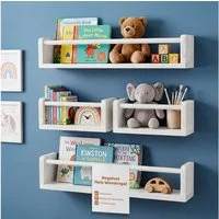 PEGSEN Deko-Wandregal Regal Set aus Echtholz Schweberegal für Deko Kinderzimmer, Set 4-tlg., flexibel kombinierbar