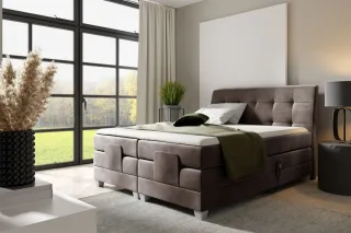 Boxspringbett Elektrisch Bett FRANCO 200x200cm in Stoff Fresh Schokobraun