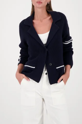 monari - Strickblazer mit Streifendetails marine - Gr. - 42