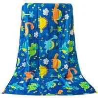 SiviO Gewichtsdecke Kinder Therapie-Bettdecke aus Baumwolle, Weiche Kuschelige Bettdecke, stressreduzierende Kuscheldecke, 105x150cm,Blau Dinosaurier,3.2 kg