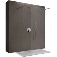 doporro Walk-in-Dusche Duschwand Duschtrennwand Walk-In Dusche mit Doppel-Stabilisator, Einscheibensicherheitsglas