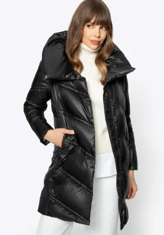 Wittchen Damen-Daunenjacke mit Stehkragen, schwarzes Nylon