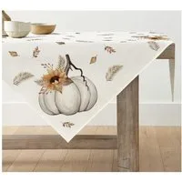 LuxusKollektion Tischdecke Tischdecke Kürbisse Streifen Herbst Blätter 100 x 100 cm Beige