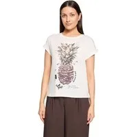 Cartoon Kurzarmshirt Damen mit Ärmelaufschlag (1-tlg)
