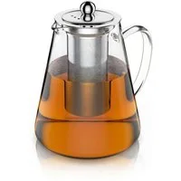 Arendo Teekanne Teebereiter aus Borosilikatglas mit Teefilter & Teesieb für losen Tee, 1,2 l, (Set, Glas Kanne, Edelstahlfilter), Mit Siebeinsatz aus Edelstahl, hitzebeständig & spülmaschinengeeignet