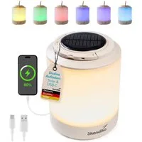 Skandika LED Gartenleuchte Campinglampe Nordsol, wiederaufladbare LED Lampe warmweiß, Powerbank, 80 bis 130 Lumen, mit USB Typ C Ladekabel, 2x 1800 mAh