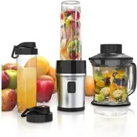 Arendo Standmixer Edelstahl Mixer & Zerkleinerer 1,2L 2IN1 inkl. 2x Mixbehälter je 0,57L, 700 W, Mix & Go Smoothie / Shake Mixer, leistungsstarkes Edelstahlmesser