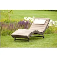 MERXX Gartenliege PIACENZA, 1 St., Sonnenliege. Stahl + Kunstrattan (Polyrattan), braun. Wendeauflage