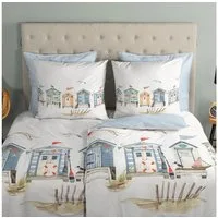 TRAUMSCHLAF Bettwäsche Strandhäuser, Renforce, 2 teilig, maritimes Design aus 100% Baumwolle