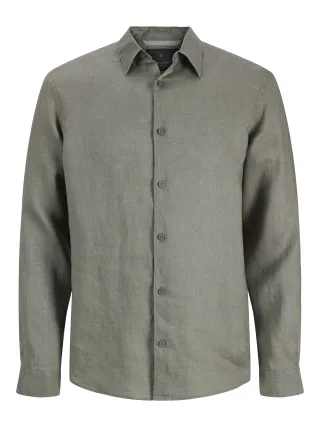 JACK&JONES - JPRBLALAWRENCE LINEN LS SHIRT SN Smokey Olive - Gr. - L