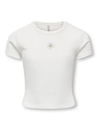 KIDS ONLY - KOGELVA JUNE EMB S/S TEE CS JRS Cloud Dancer - Gr. - 140