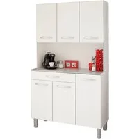 Parisot Küchenbuffet Skoon (Buffetschrank in weiß mit grau, 6-türig, 101 x 185 cm) mit viel Stauraum
