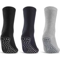 sockenkauf24 ABS-Socken 3 oder 6 Paar "Premium" Anti Rutsch Socken Damen Herren (Schwarz, Blau, Grau, 3-Paar, 39-42) ABS Socken Noppen Stoppersocken - 8600 WP
