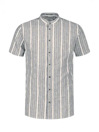 No Excess - Gestreiftes Kurzarmhemd blau - Gr. - M