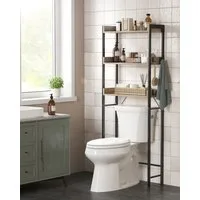 VASAGLE Badregal Toilettenregal, Waschmaschinenregal,Badezimmerregal, 3 offenen Ablagen