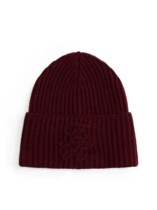 TH ELEVATED SCRIPT BEANIE deep rouge - Gr. - OS