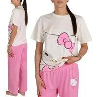 Hello Kitty Schlafanzug Hello Kitty Damen-Baumwollpyjama, 2-teilig, Kurzarm & lange Hose