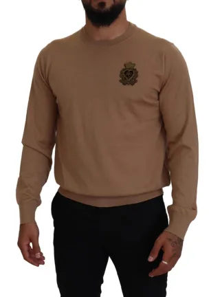 Crewneck-Pullover Beige Emblem