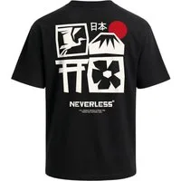 Neverless Oversize-Shirt Herren T-Shirt - Design Japan Fuji- Oversized Relaxed Fit Printshirt mit Print