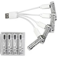 Online-Fuchs AAA Akku USB-C Anschluss inkl Ladekabel, 8 Batterien, wiederaufladbar, Akku-Set Micro AAA 400 mAh (1,5 V), inklusive LED-Ladeanzeige