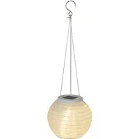Lumineo LED Solarleuchte, Dauerlicht, warmweiß, Solar LED Laterne Lampion 15x10cm Nylon Weiß / Warmweiß Deko Outdoor