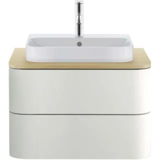 Duravit Happy D.2 Aufsatz-Waschtisch 2360500000 50 x 40 cm, geschliffen, 1 Hahnloch, mit Überlauf, Hahnlochbank, weiß