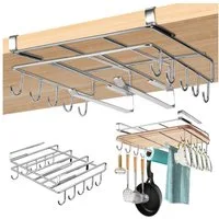 BlingBin Hängekorb Einhängekorb Mit Haken, Schrankkorb Küchenregal Ohne Bohren (1er Set, 1 St., Produktabmessungen: 26 × 25 × 11 cm), Schneidebrett-Organizer,Edelstahl-Aufbewahrungsregal für Küche