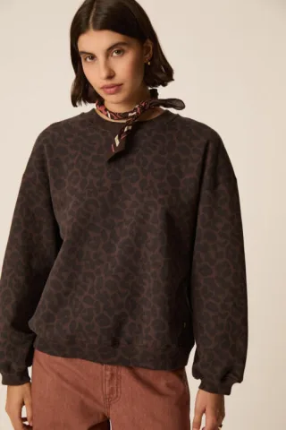 des petits hauts - Sweatshirt mit Animal-Print - Jacinthe braun